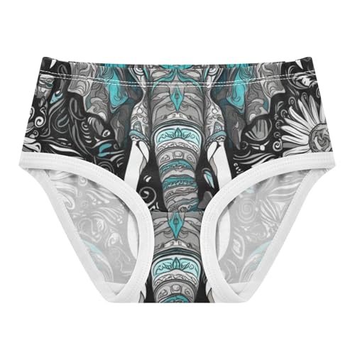 Majestic Elephant Tribal Floral Black Girls Underwear Toddlers 2t Cotton Girl Panties Cute Flower Undies Kids Briefs