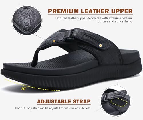 Image of KuaiLu Mens Orthotic Cushion Flip Flops Athletic Recovery Walking Sandals | Men's Lightweight Beach Sport Slides for Man Water Resistant Soles, Soft Comfort Fit & Arch Support