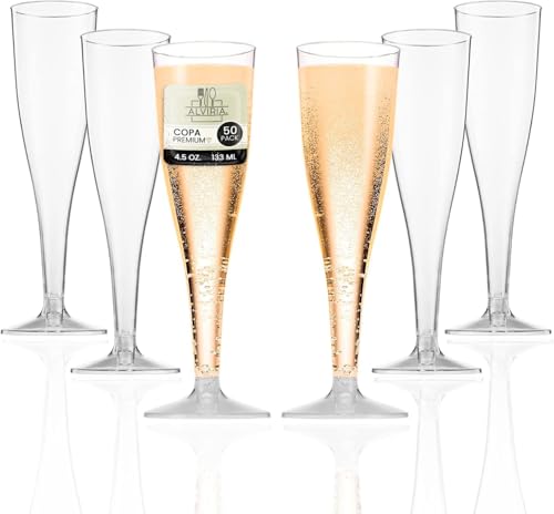 Catálogo para Comprar On-line Copas alargadas de champán Top 5. 48 Alviria - 50 Piezas de Copas de Plástico Resistentes Reutilizables Transparentes Para Brindis 4.5 Oz (133 ml), Ideal Para Fiestas, Bodas, Postre, Cócteles, Vino, etc. Multiusos y...