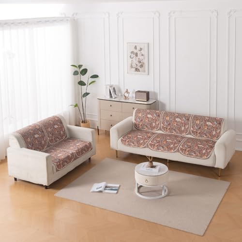 Image of HOKIPO HeavenHue Sofa Cover 5 Seater Panel Set 3+2, Vintage Bloom