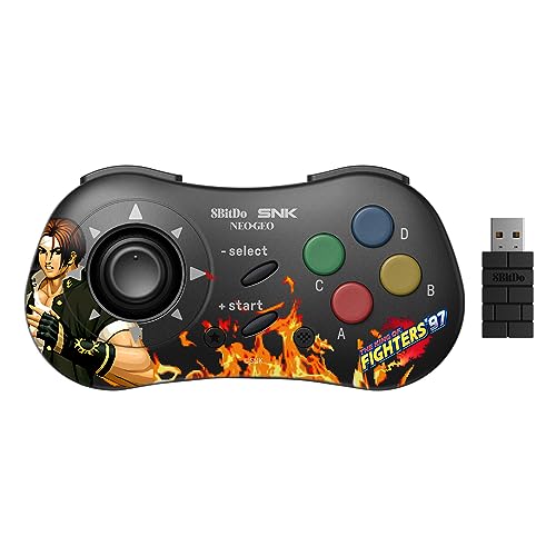 8Bitdo Kyo Kusanagi Controller Bluetooth stile SNK Neo Geo CD, compatibile con PC Windows, Android e Neo Geo Mini