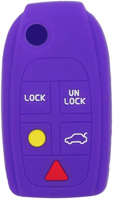 SEGADEN Silicone Cover Protector Case Holder Skin Jacket Compatible with VOLVO 5 Button Flip Remote Key Fob CV4781 Deep Purple