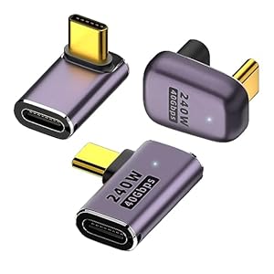 USB C 90 Degree Adapter,USB C Right Angle Adapter with 40 Gbps PD 240W 8K@60hz Video Charge (E-3PCS)