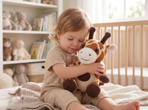 Image of ZEXSAZONE Cute Smiling Giraffe Plush Toy Soft Stuffed Animal, Brown & White Cuddle Buddy for Kids, Babies - Huggable Sitting Giraffe with Embroidered Face - Premium Soft Plush Toy (18 CM)