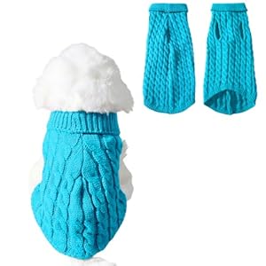 Dog Knit Sweater,Soft Pet Pullover Turtleneck Sweaters Cat Winter Fleece Dog Apparel & Accessories Warm Knitted Clothes for Kitten and Puppy Chihuahua Boy or Girl Holiday Parties Outfit