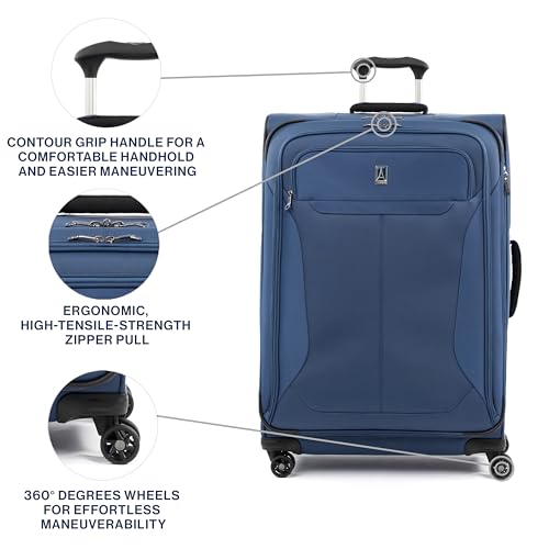 Image of Travelpro Tourlite Softside 29 inch Expandable Luggage with 4 Spinner Wheels, Lightweight Suitcase, Checked Large, Blue