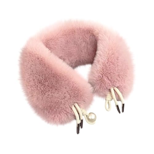 Cuello de piel para capucha, 53 cm, moda cálida, piel sintética, cuello de pelo sintético, capucha, invierno, piel sintética, bufanda de conejo, con botones para abrigo de invierno, chaqueta, parka