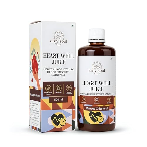 Image of Amysoul Heart Well Juice Ayurvedic Heart Health Supplement pack of 1 (500ml) with Arjuna Garlic Ashwagandha Amla & Hibiscus | Supports Cardiovascular Wellness, Healthy Blood Pressure & Circulation | Herbal Heart Tonic