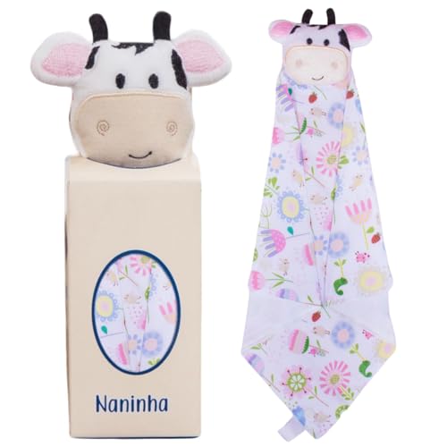 Naninha para Bebê de bichinho de pelúcia com prendedor de chupeta (Vaquinha)