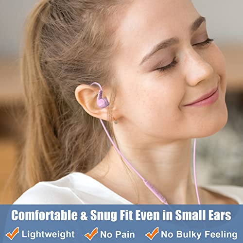 Image of Joysico Wired Sport Running Headphones Over Ear in-Ear Earbuds w Mic Pink