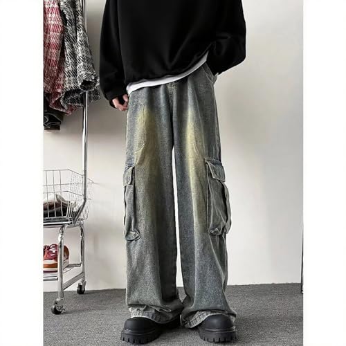 Baggy Y2K Cargo Jeans for Men Retro Distressed Wide-Leg Gothic Denim Pants Casual Fashion Streetwear Fall Clothes2