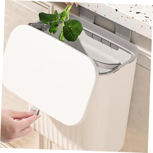 Caneca de basura pequeña para cocina con tapa deslizante e instalación en puerta, color marfil miniatura 5