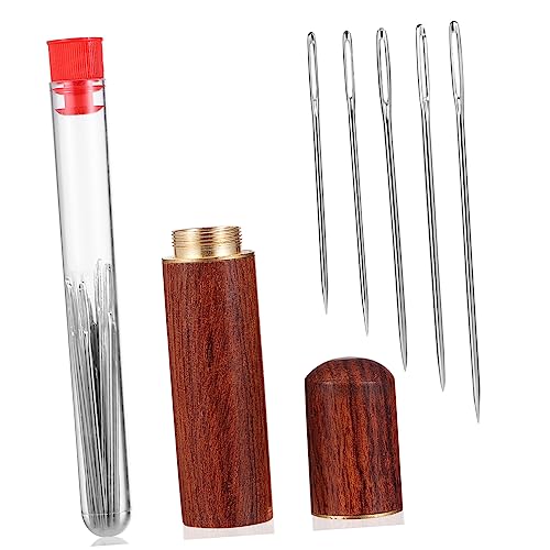 Housoutil Embroidery Needles Set 25 Pcs Assorted Sizes Steel Needles for Hand Sewing Quilting Threader Storage Bag