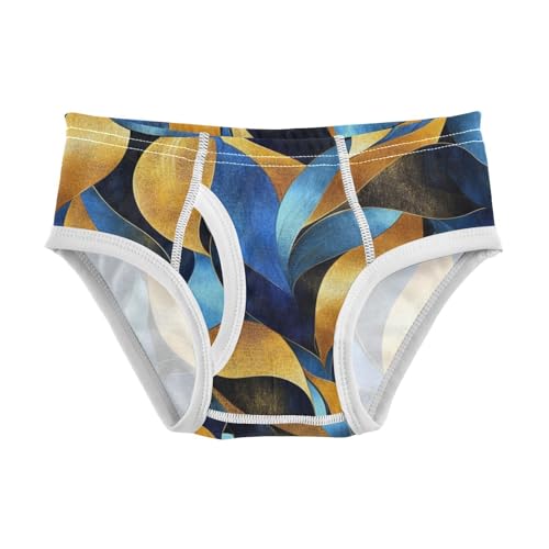 KLL Blue Golden Theme Plant Black Pattern Toddler Boys Comfort Athletic Underwear Breathable Children Undies