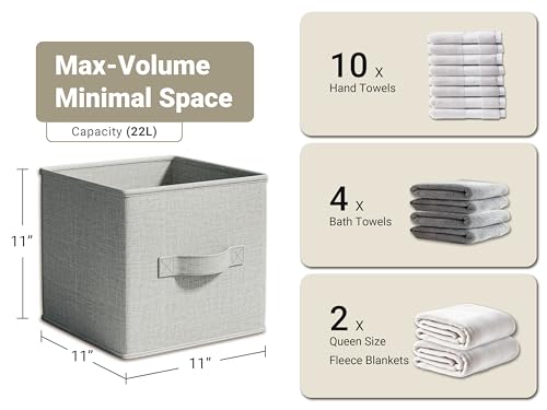 Image of LayerSpace 4 Pack Foldable Fabric Closet Storage Bins, 11Inch Organizer Cubes with Handles, Linen Storage Boxes for Clothes, Toys, Books and Home Organization,Gray