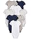 Simple Joys by Carter’s Unisex Baby Neutral Short-Sleeve Bodysuit Body, Marineblau Heidekraut/Weiß/Haferbeige, 0 Monate (8er Pack)