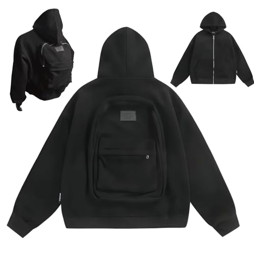 Backpack Hoodie for Women Men, Creative Hoodie with Backpack, Cardigan Lightweight Pocket Travel Hoodies