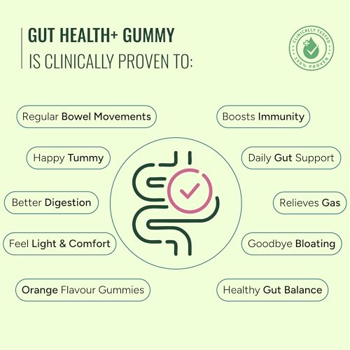 Image of Gut and Beyond Gut Health Gummies 60 Count | Probiotic and Prebiotic Supplement | Relieves Bloating and Gas | Better Digestion and Immunity | Orange Flavour