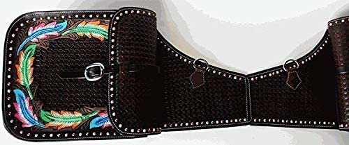 HUMAYL SADDLERY Horse Saddle Bag Western Cowhide Genuine Leather Equestrian Trail Tooling Carving Tooled Carved Pack Equipment Horse Saddle Bags Size: 10” L x 10” W x 3 ½” D inches, BAG160