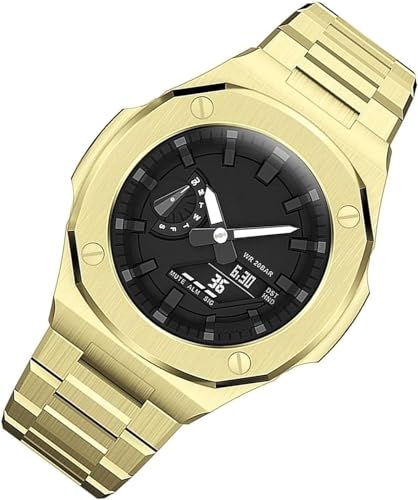 Bracelet montre GA2100 acier inoxydable look chêne style simple pour bureau et loisirs