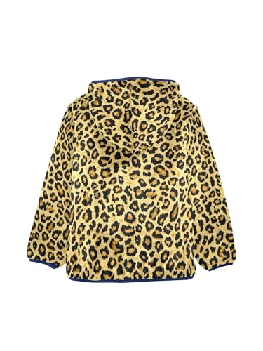 Vintage Leopard Pattern Girls Fleece Jacket Girls Fall Jacket Boys Coats Zip Up Hoodie Children Outerwear 2-10T2
