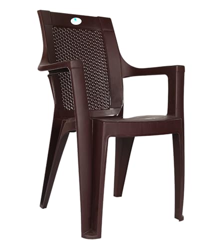 Image of Homiboss ( ROSA Plastic Chairs | Plastic Chair for Home, Living Room | Living Room | Office, Outdoor-Garden | Dust Free | Color- Brown | Set of 3 Pieces