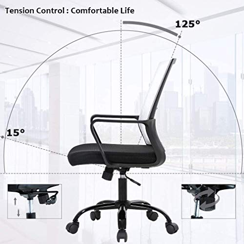 2 Pack Mesh Office Chair,Desk Chair, Computer Chair Swivel Rolling Executive Lumbar Support Task Mesh Chair Metal Base for Women&Men,Ergonomic Executive Chair with Armrests,White
