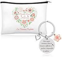 Cadeau Nounou Original - Set Pochette & Porte-Clés Merci | Idée Cadeau Pratique pour Assistante Maternelle | Cadeau Fin de Contrat, Noël ou Anniversaire