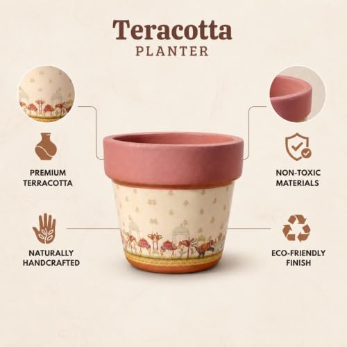 Image of Urban Upvan Decorative Terracotta Baby Pink Multi-Shades Planter Pot for Home & Garden | Indoor Outdoor Flower Pot for Balcony, Living Room, Office & Table Decor (Pack of 1)