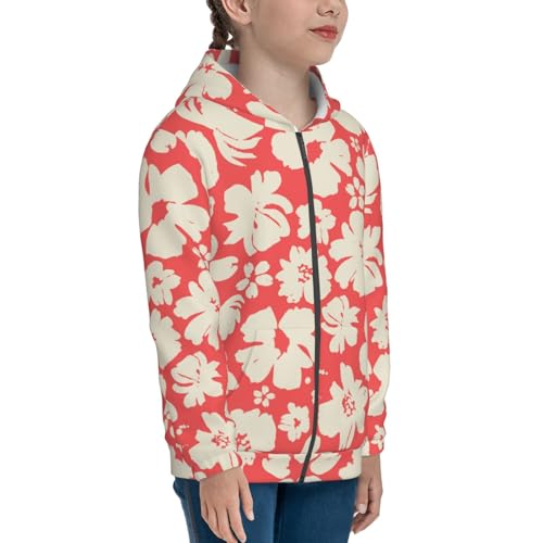 Beige Flowers Kid Hoodies Boys Zip Up Sweatshirts Girls Pullover with Pocket4