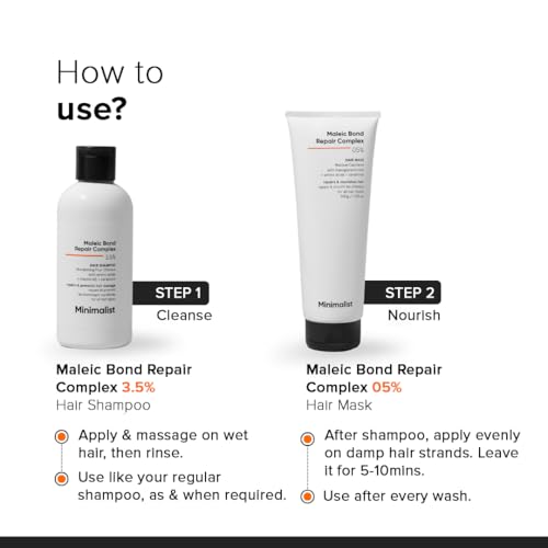 Image of Minimalist Hair Mask for Frizzy & Damaged Hair | 5% Maleic Bond Repair Complex with Amino Acids & Ceramides | Repairs Dry, Dull Hair, Controls Frizz | For Treated Hair | Men & Women | 50g