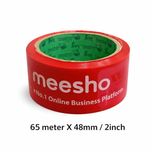 Image of Meesho Packing Tape 65 Meter x 48 mm 2 Inch Printed BOPP Packing | JPPL Meesho Packing Tape 65 Meter x 48 mm 2 Inch Printed BOPP Packing Material for E-Commerce Shipping and Small