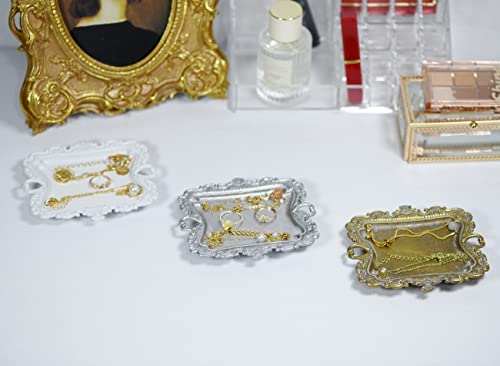 Image of Funly mee Antique Trinket Dish Vintage Metal Jewelry Tray, Ring Holder (Sliver, S)