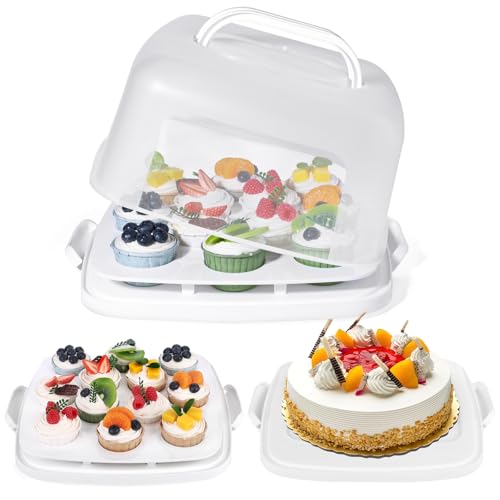 Listado y reviews de Caja cuadrada de 1 2 tabla con los diez mejores. 29 VGOODALL - Portatarjetas con tapa, soporte cuadrado blanco para tartas para 12 magdalenas, contenedor de postre portátil 2 en 1, para tartas, magdalenas
