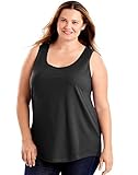 JUST MY SIZE Womens Cotton Jersey Shirttail Tank Top, 2X, Black