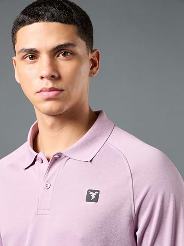 Image of TECHNOSPORT Mens Slim Fit Self-Design Full Sleeve Polo T-Shirt with Double Cool, SPF50+ Proerties for Gym, Workout and Regular Use