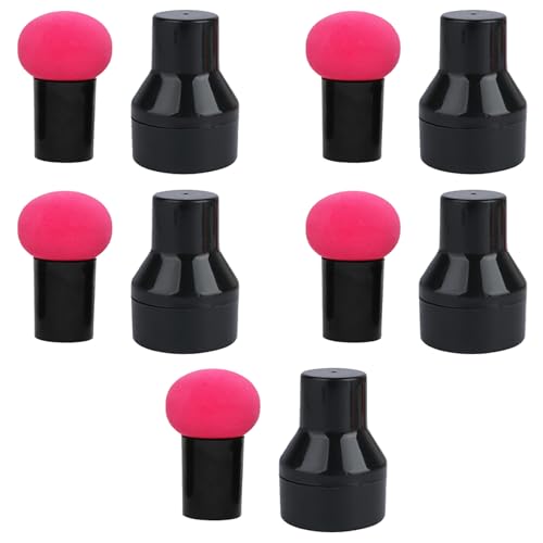 Mikikit Esponjas de Maquillaje Forma de Hongo 10 Piezas, Aplicador Cosmético Reutilizable para Base y Corrector, Esponjas de Doble Uso Húmedo y Seco Color Rosa Fucsia para Rostro