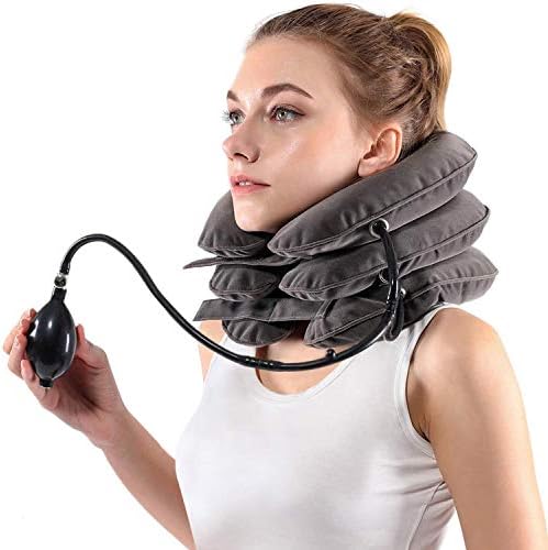 Cervical Neck Traction Device for Instant Neck Pain Relief - Inflatable & Adjustable Neck Stretcher Neck Support Brace, Neck Traction Pillow for Home Use Neck Decompression