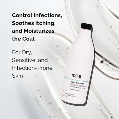 Image of Moe Puppy Xtra Nourish: Herbal Dog Shampoo for Itchy Skin, Allergies, and Dry Coat | Anti-Fungal, Antibacterial, pH Balanced for Dogs & Cats (900 ML)