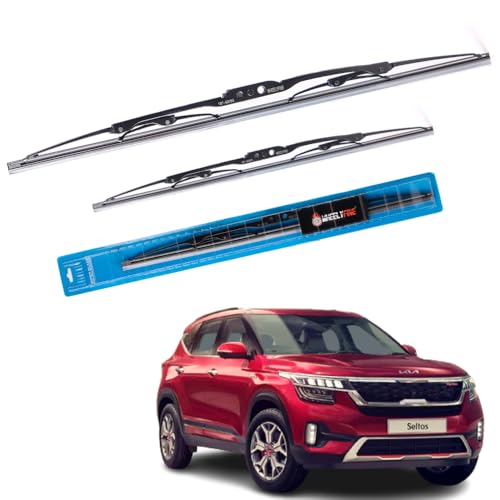 Image of Windshield Car Wiper Blades Metal Frame Water Repellant Cleaning Wiper Blades Refills Best for Kia Seltos (2019 Onwards) Dr 24 inch /Pa 18 inch