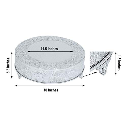 image for BalsaCircle Cake Stand BalsaCircle 18-Inch wide Silver Round Embossed 