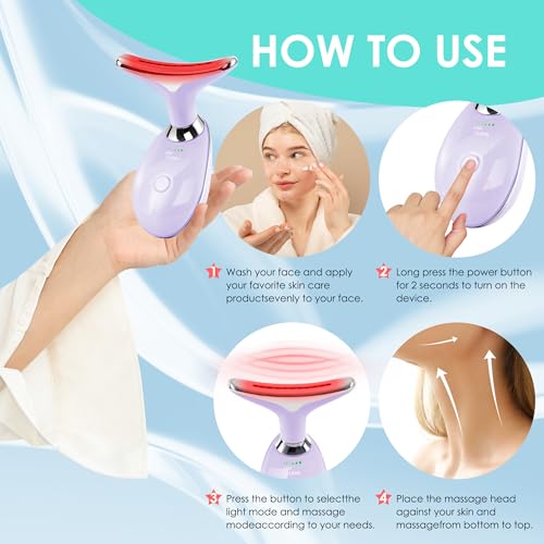 Image of Facial Massager Red-Light-Therapy-for-Face and Neck, Face 𝖲 culpting Wand with 7 Color (Light Purple)