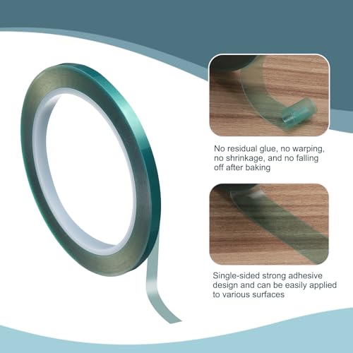 Image of HARFINGTON 2 Rolls High Temperature Masking Tape 1 /4 inch x216ft(6mmx66m) 0.05mm Thick PET Film Silicone Adhesive Heat Resistant Tapes for Heat Press Anodizing Circuit Board, Green