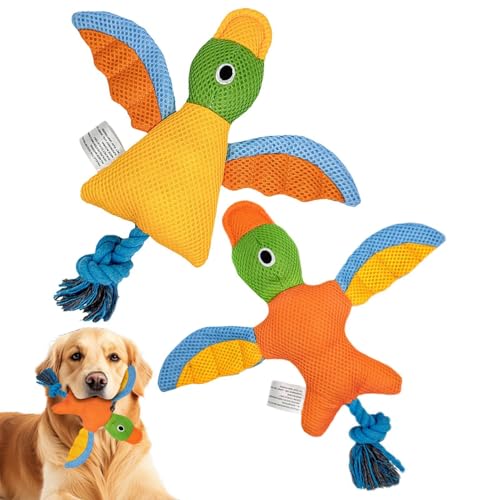 Dog Squeak Toys, Interactive Bird Chew Plush Toy with Rope Knot, Soft Squeaky Animal Toy for Small, Medium & Large Breeds, Fun P