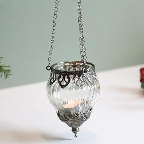 Moroccan Glass Hanging Tealight Holder Cover