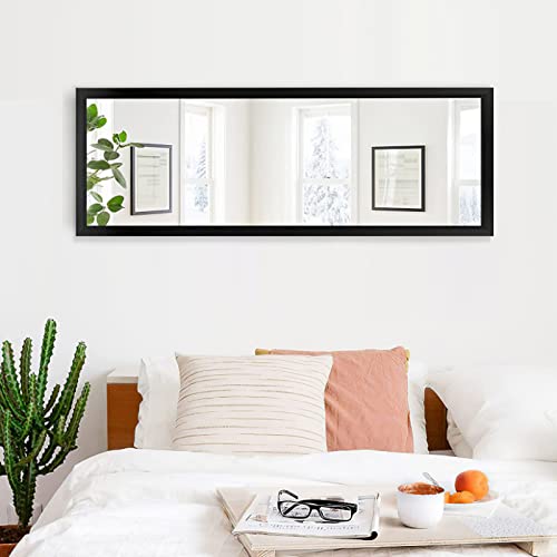 Image of NeuType Wall-Mounted Mirror 43 inchx16 inch Rectangular Mirror Hanging or Leaning Against Wall Best for Bedroom Living Room Dressing Mirror Polystyrene Frame,Origin Black(No Stand)
