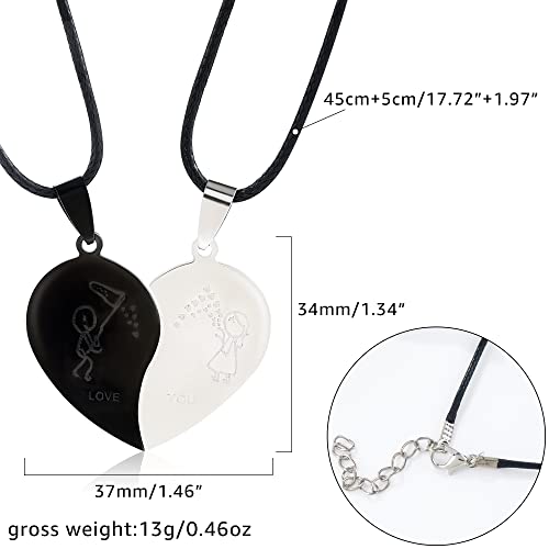 MISS RIGHT Matching Cat Yin Yang Necklace for Couples Women Men, Stainless Steel Puzzle Pet Dog BFF Necklaces for 2, Funny Cat Dog Lovers Gifts3
