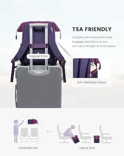 Image of LOVEVOOK Laptop Backpack for Women, 17.7 Inch Work Laptop Bag with USB Port, Fashion Teacher Nurse Backpack Purse, Waterproof Travel Computer Backpack with Organizer Bag, 2pcs, Blue-Purple