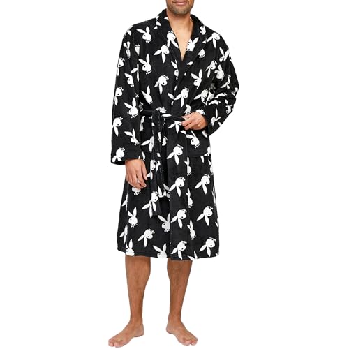 Playboy Damen Amazon Exclusive Luxury Super Soft Plush Robe with Rolled Collar and Pockets, Schwarzer Bademantel Bunny, Einheitsgröße Playboy Damen Amazon Exclusive Luxury Super Soft Plush Robe with Rolled Collar and Pockets, Schwarzer Bademantel Bunny, Einheitsgröße