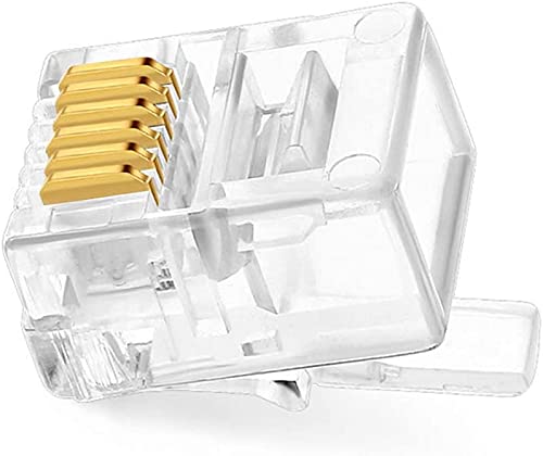 FEDUS RJ12 6P6C Plug,Transparent Telephone Jack Flat Cable Modular Plug Connector Clear Line Snap-in Crimp-On Plug Connector for Phone Line Cord Compatible with Both Solid and Stranded Wire-PACK of 25-image-28
